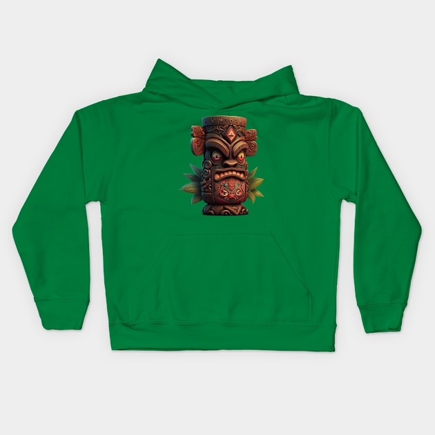 Grrrr Frustrated TIKI statue Kids Hoodie by aaladorn